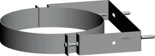 Edelstahl-Wandhalterung in runder Form, mit zwei seitlichen Montageplatten zur Befestigung, geeignet für verschiedene Anwendungen, z. B. von Wolf.